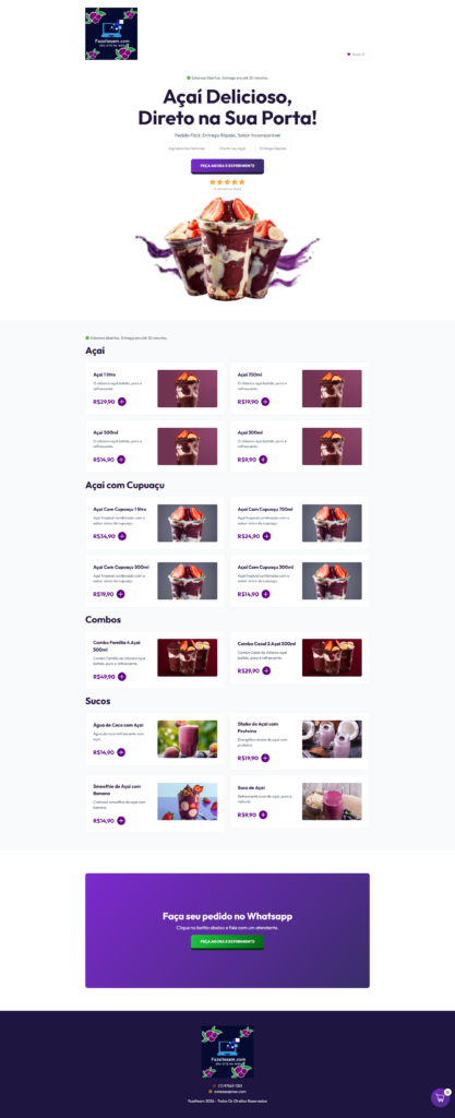 Site para venda de açaí